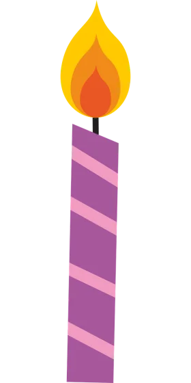 Stylish Purple Striped Birthday Celebration Candle Clipart Design