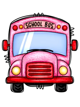 Adorable Pink School Bus Clipart: Cartoon-Style Transportation for Children's Designs