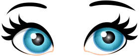 Blue Cartoon Eyes Clipart with Expressive Eyelashes and Bright Azure Irises