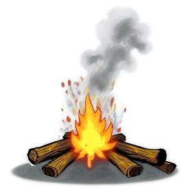 Burning Campfire Clipart with Glowing Flames and Woodpile Illustration