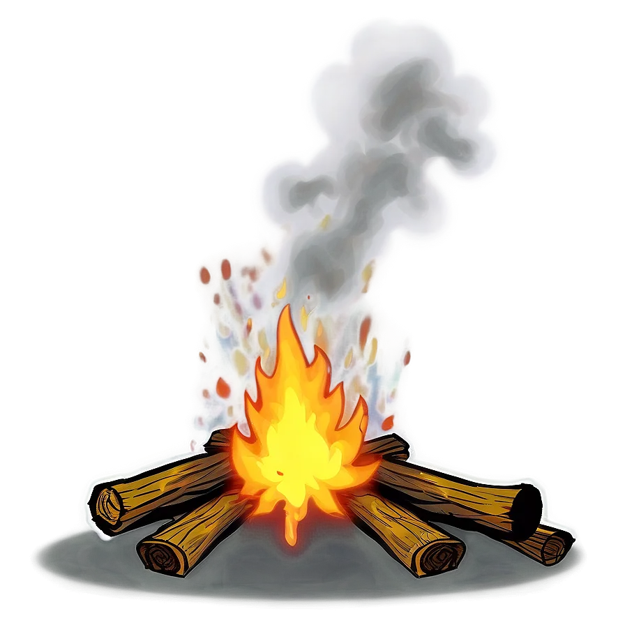 Burning Campfire Clipart with Glowing Flames and Woodpile Illustration