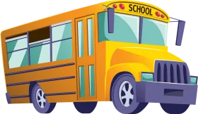 Cheerful Cartoon School Bus Clipart: A Stylized Transportation Icon