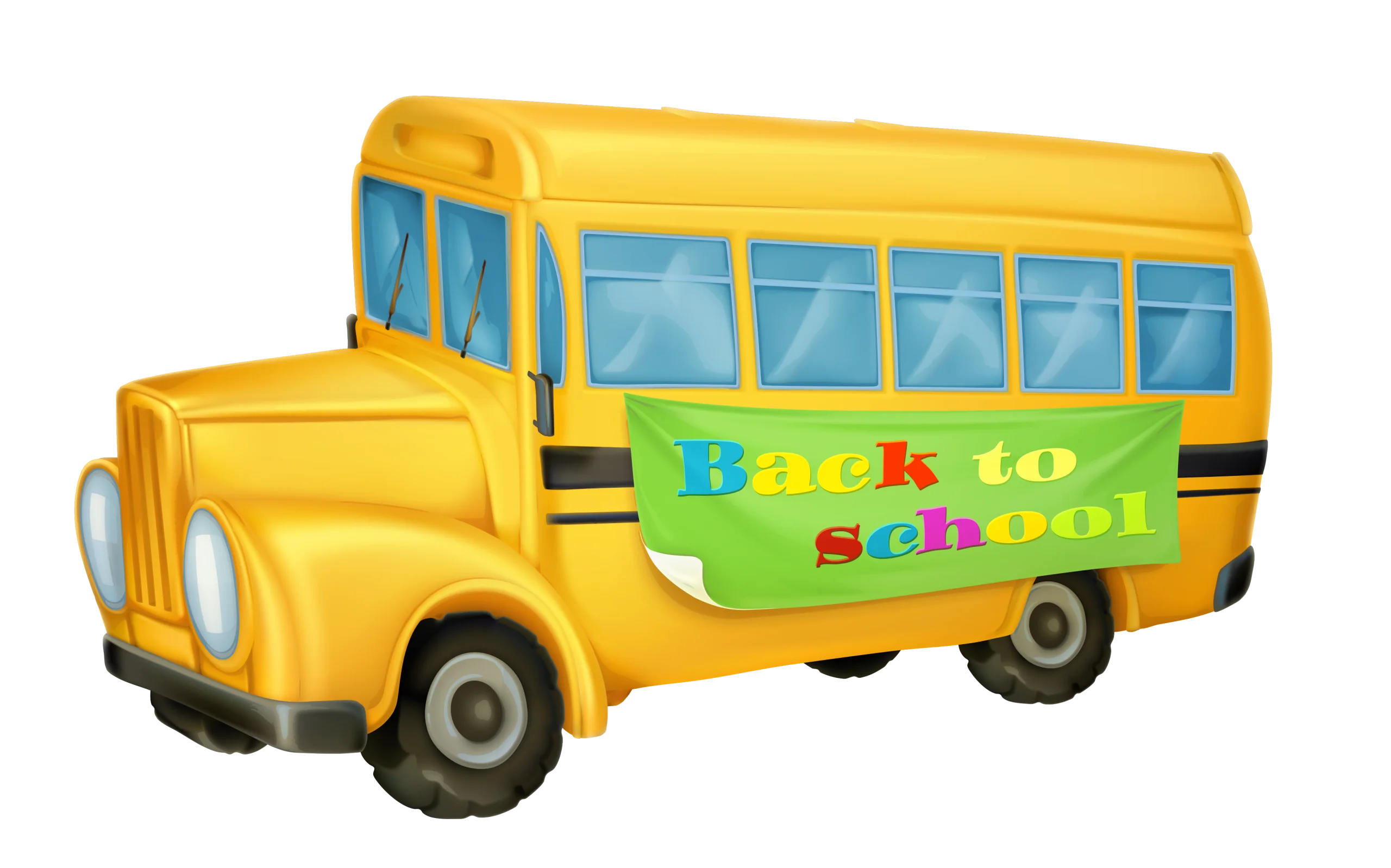 Cheerful Yellow School Bus Clipart Illustration for Educational Design