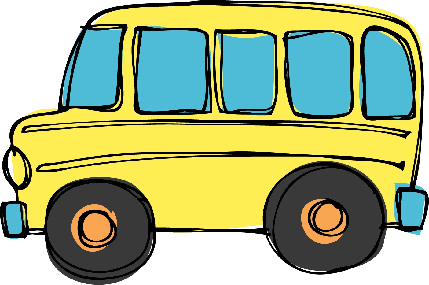 Cheerful Yellow School Bus Clipart - Whimsical Transportation Illustration