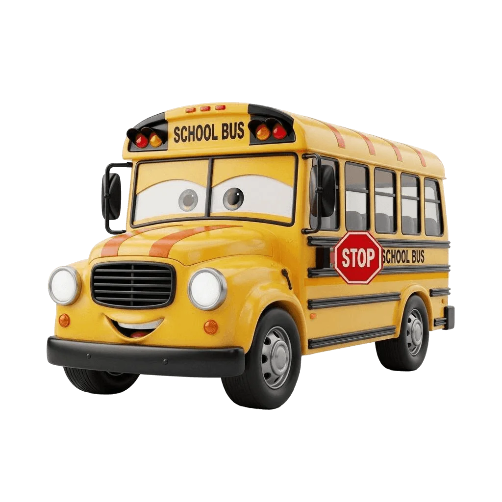 Cheerful Yellow School Bus Clipart with Cartoon-Style Friendly Face