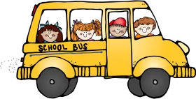 Cheerful Yellow School Bus Clipart with Smiling Cartoon Children Aboard