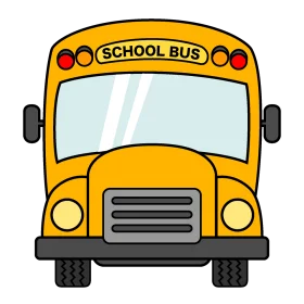 Classic Yellow School Bus Clipart Design with Rounded Features and Bold Typography