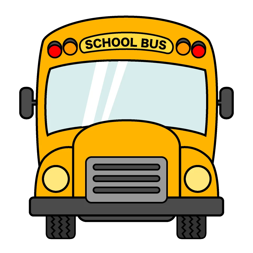 Classic Yellow School Bus Clipart Design with Rounded Features and Bold Typography