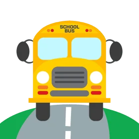 Classic Yellow School Bus Clipart Illustration on Simple Road Design