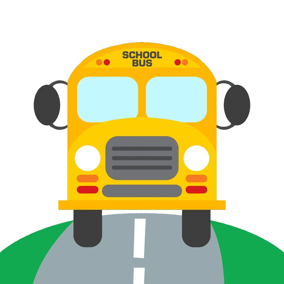 Classic Yellow School Bus Clipart Illustration on Simple Road Design