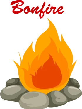 Cozy Campfire Clipart: Warm Flames Dancing Amidst Rustic Stone Circle