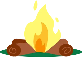 Cozy Campfire Clipart: Warm Glowing Flames Nestled on Grassy Ground