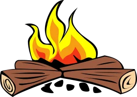 Cozy Campfire Clipart with Glowing Flames and Wooden Logs - Outdoor Adventure Illustration