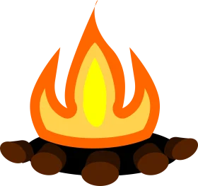 Cozy Wilderness Campfire Clipart: Warm Glowing Flames and Rustic Stones