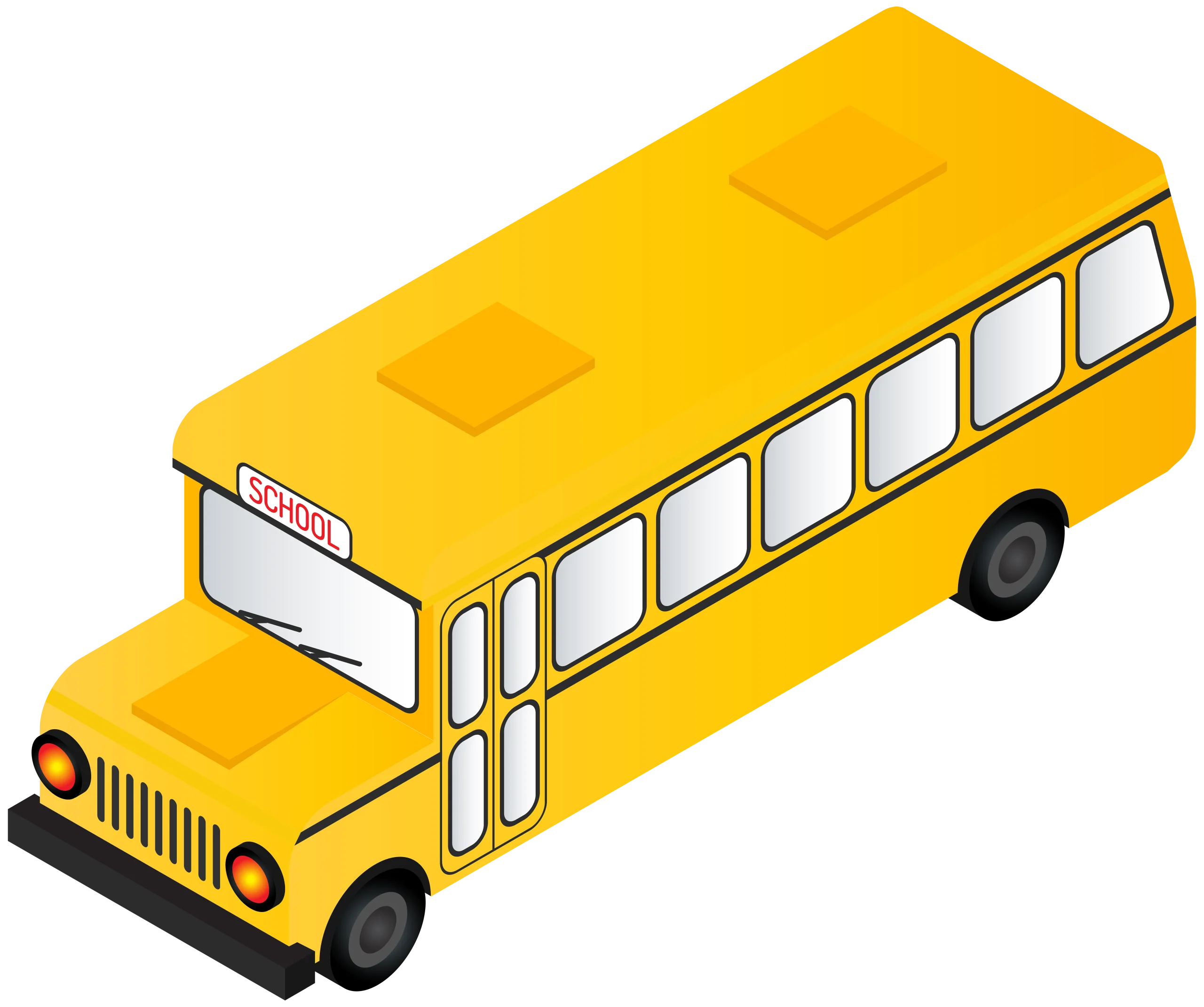 Isometric Yellow School Bus Clipart Illustration for Educational Graphics
