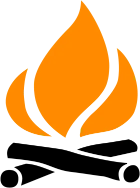 Minimalist Orange and Black Campfire Clipart with Bold Stylized Flames