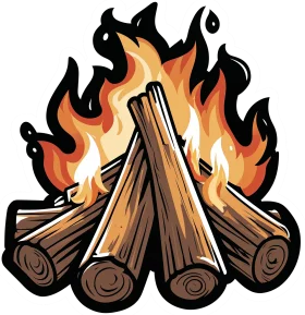 Rustic Wilderness Campfire Clipart: Warmth and Adventure in Stylized Flames