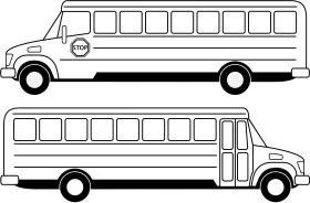 School Bus Clipart Line Art - Classic Transportation Vehicle Illustration