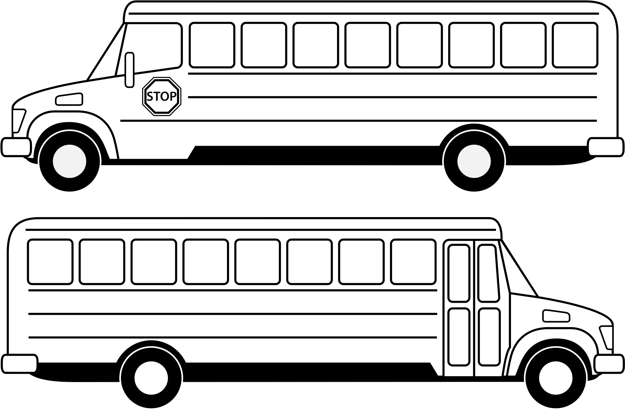 School Bus Clipart Line Art - Classic Transportation Vehicle Illustration