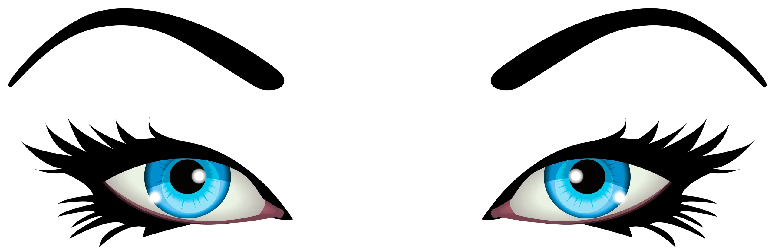 Stunning Blue-Toned Feminine Eyes Clipart with Dramatic Eyebrow Arch