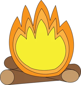 Warm and Cozy Campfire Clipart Illustration with Glowing Flames and Wooden Logs