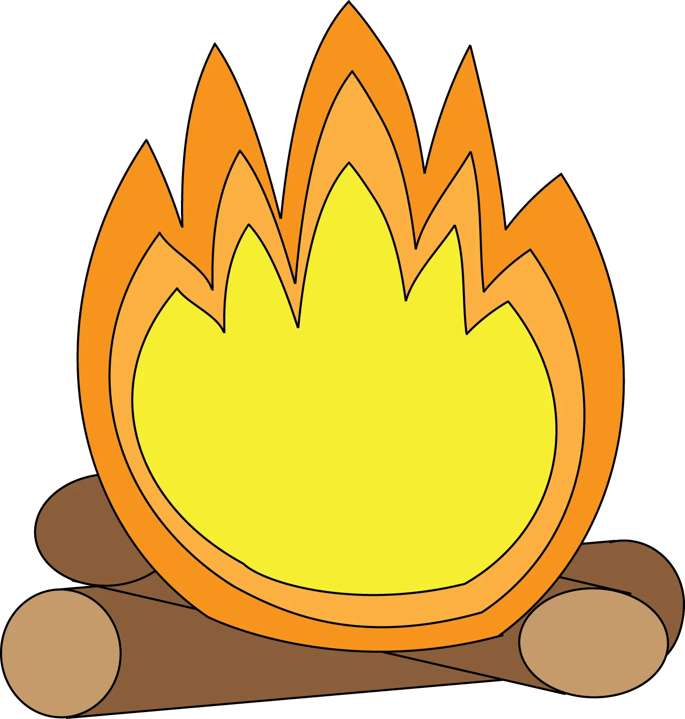 Warm and Cozy Campfire Clipart Illustration with Glowing Flames and Wooden Logs
