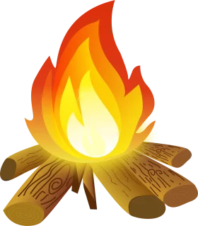 Warm and Glowing Campfire Clipart Illustration with Burning Wooden Logs
