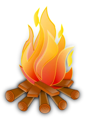 Warm and Glowing Campfire Clipart Illustration with Burning Wooden Logs