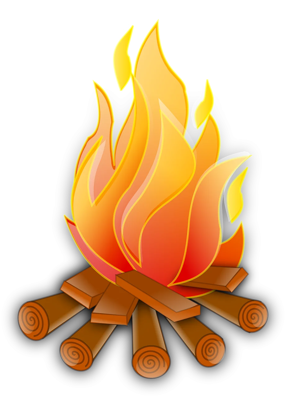 Warm and Glowing Campfire Clipart Illustration with Burning Wooden Logs