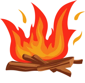 Warm Glowing Campfire Clipart - Dancing Flames on Wooden Logs Illustration