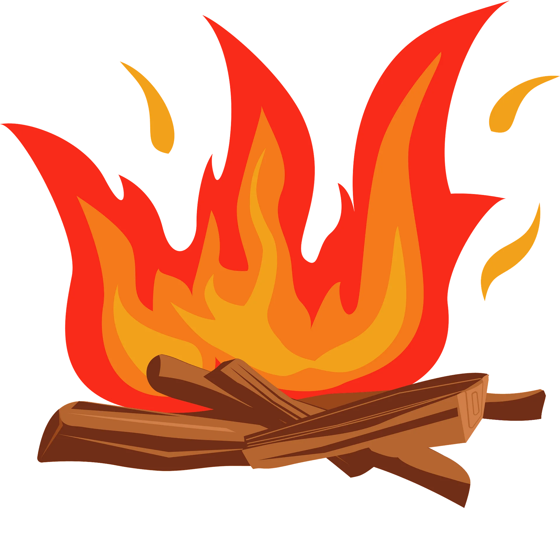 Warm Glowing Campfire Clipart - Dancing Flames on Wooden Logs Illustration