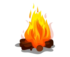 Warm Glowing Campfire Clipart: Flickering Flames Dancing on Wooden Logs