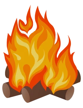 Warm Glowing Campfire Clipart Illustration with Dancing Flames and Wooden Logs