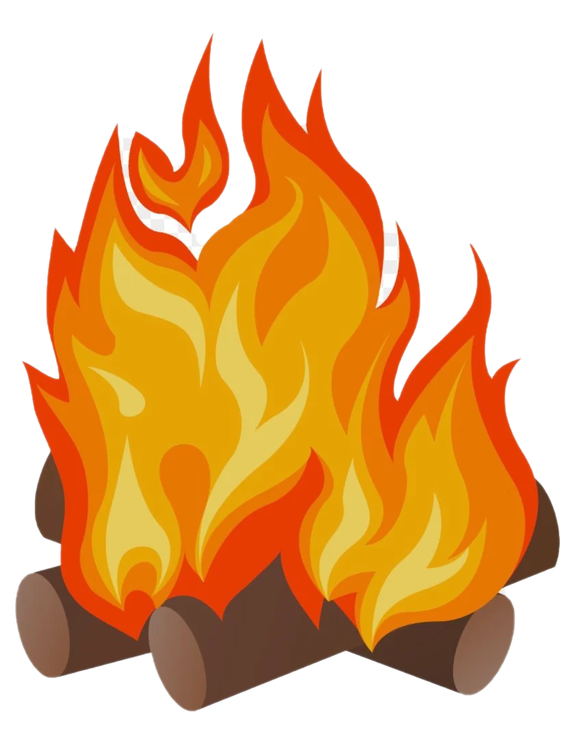 Warm Glowing Campfire Clipart Illustration with Dancing Flames and Wooden Logs