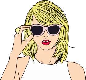 Chic Blonde Pop Star Stylish Sunglasses Fashion Clipart Illustration Design