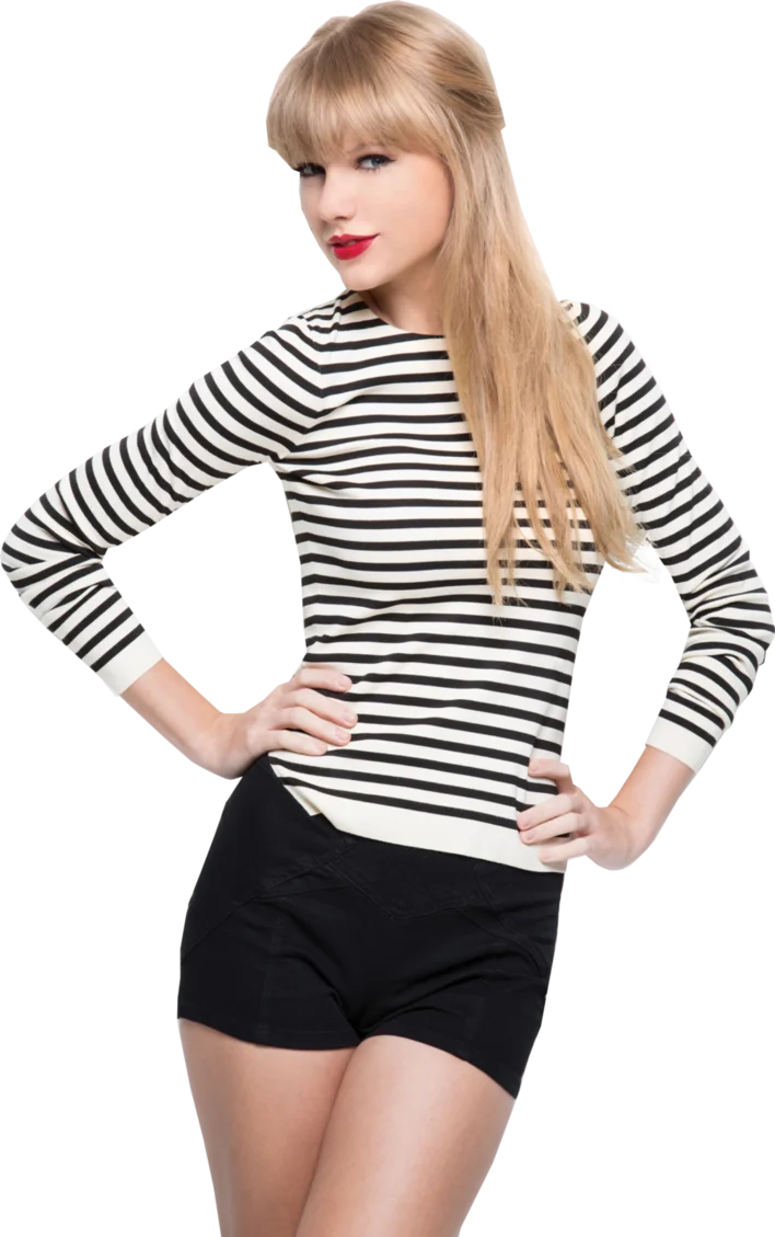 Elegant Black and White Striped Clipart of a Pop Star in Casual Chic Pose
