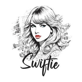 Elegant Black and White Taylor Swift Musical Portrait Clipart Design