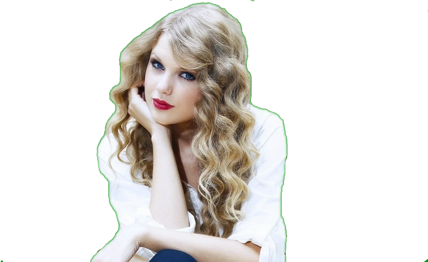 Elegant Blonde Pop Star Stylized Soft-Toned Swift Clipart Illustration