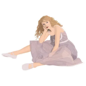 Ethereal Blonde Songstress in Soft Purple Dress Elegant Clipart Illustration