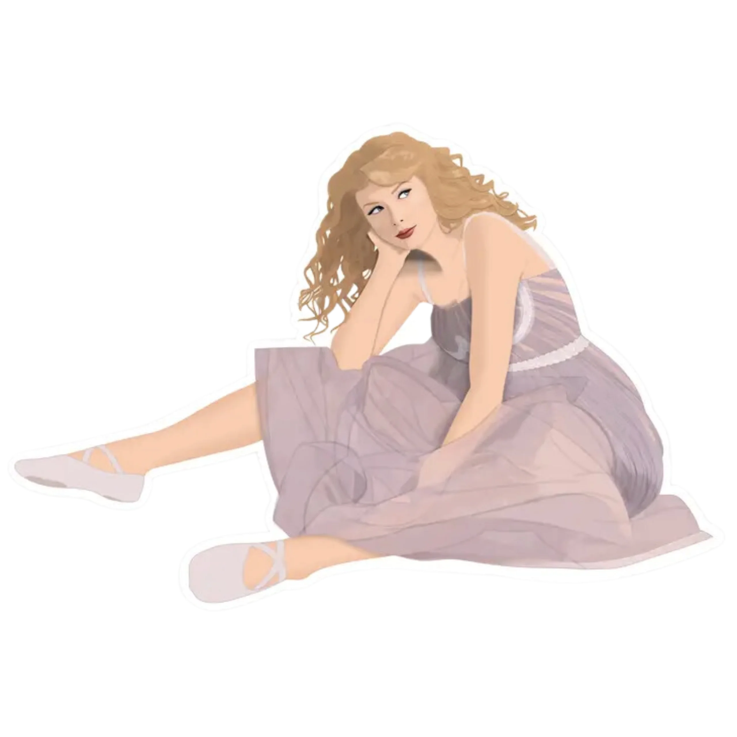 Ethereal Blonde Songstress in Soft Purple Dress Elegant Clipart Illustration