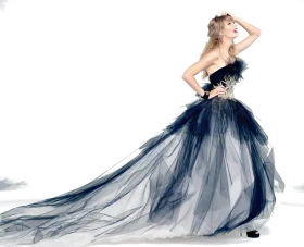 Ethereal Blue and Gray Ballgown Clipart - Elegant Fashion Illustration Design