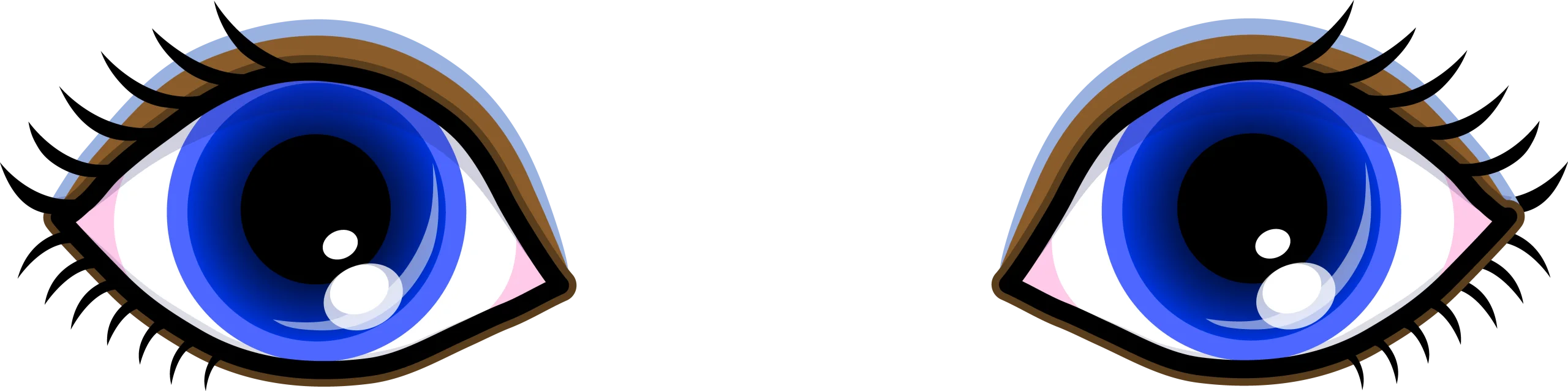 Expressive Blue Cartoon Eyes Clipart with Detailed Eyelash Illustration