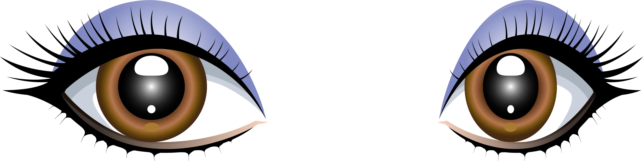 Expressive Brown Eyes with Blue Eyeshadow and Long Lashes Clipart Illustration