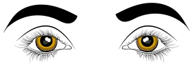 Expressive Golden-Hued Eyes Clipart with Distinctive Eyebrow Arch