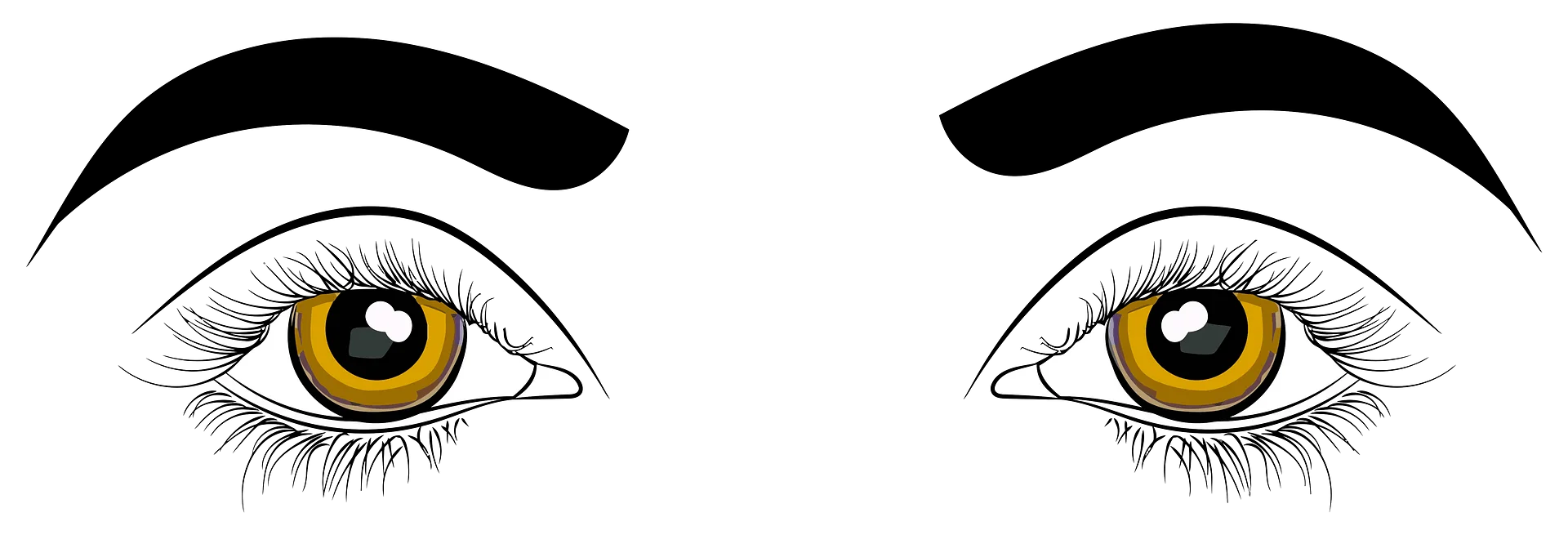 Expressive Golden-Hued Eyes Clipart with Distinctive Eyebrow Arch