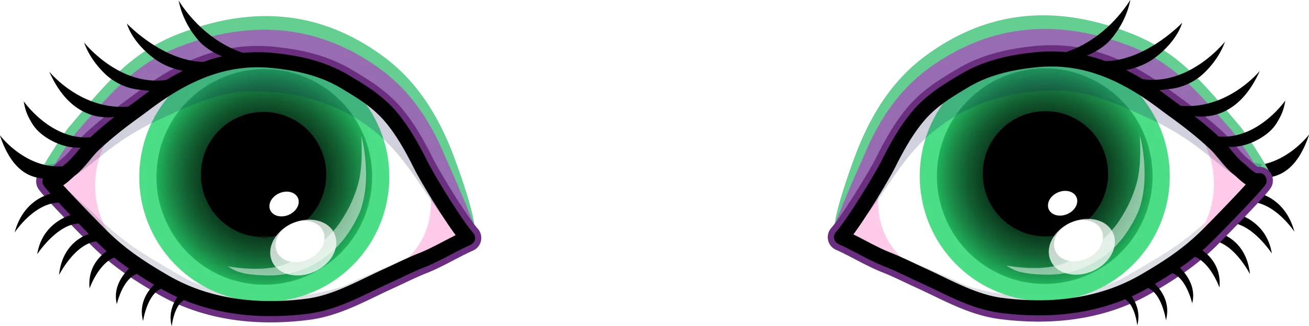 Expressive Green Eyes Clipart Illustration with Detailed Eyelash Design