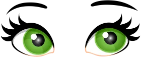 Expressive Green Eyes Clipart with Elegant Eyelashes and Captivating Gaze