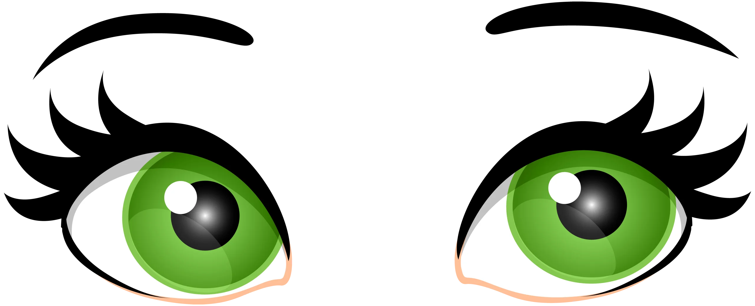 Expressive Green Eyes Clipart with Elegant Eyelashes and Captivating Gaze