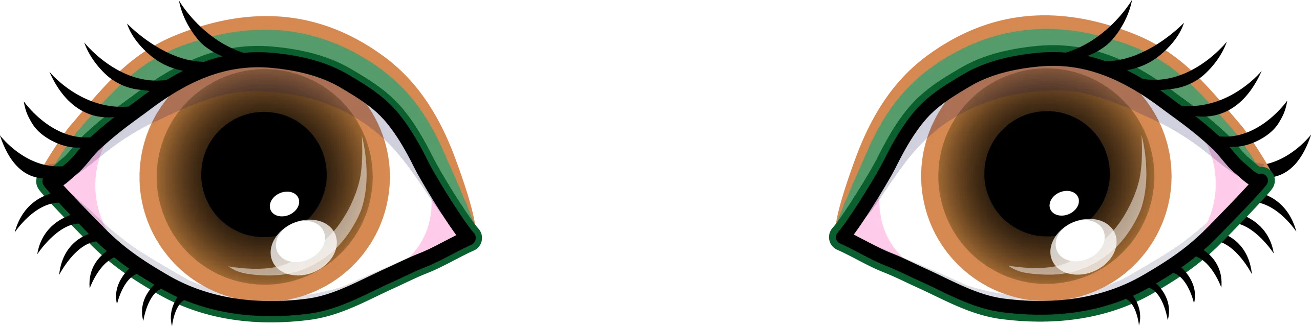 Expressive Hand-Drawn Digital Eyes Clipart with Detailed Eyelashes and Warm Brown Iris