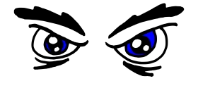 Intense and Expressive Blue-Eyed Cartoon Eyes Clipart with Sharp Gaze